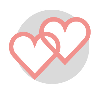Illustration of two hearts intertwined