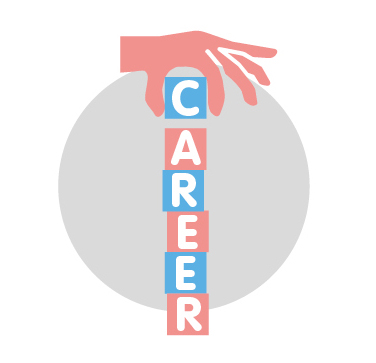 Illustration of building blocks spelling the word career.